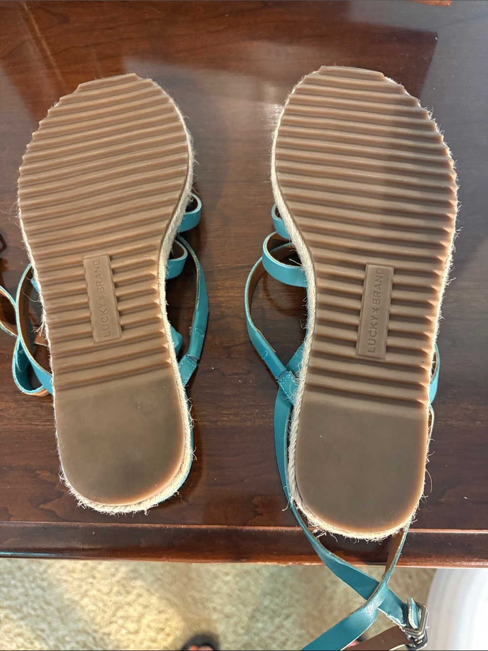Lucky Brand Teal Strappy Espadrille Sandals - Picture 4 of 4